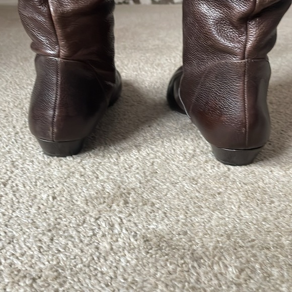 Gianni Bini Knee High Wedge Heel Boots Brown Leather - Picture 7 of 10